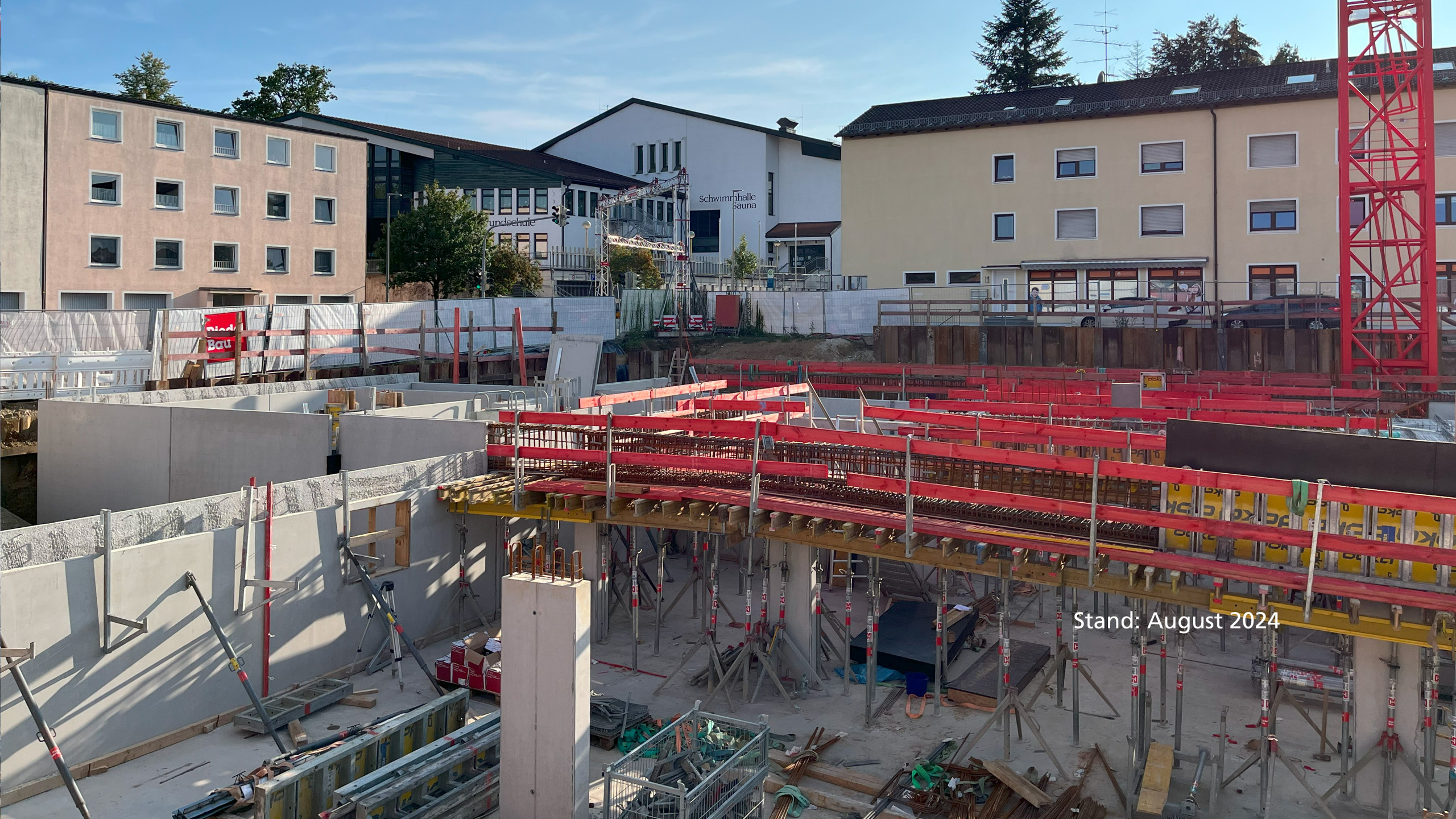 Wohnen am Hennigbach - Baustand August 2024 Neubauprojekt Wohnen am Hennigbach, Tiefbau, Baustand August 2024