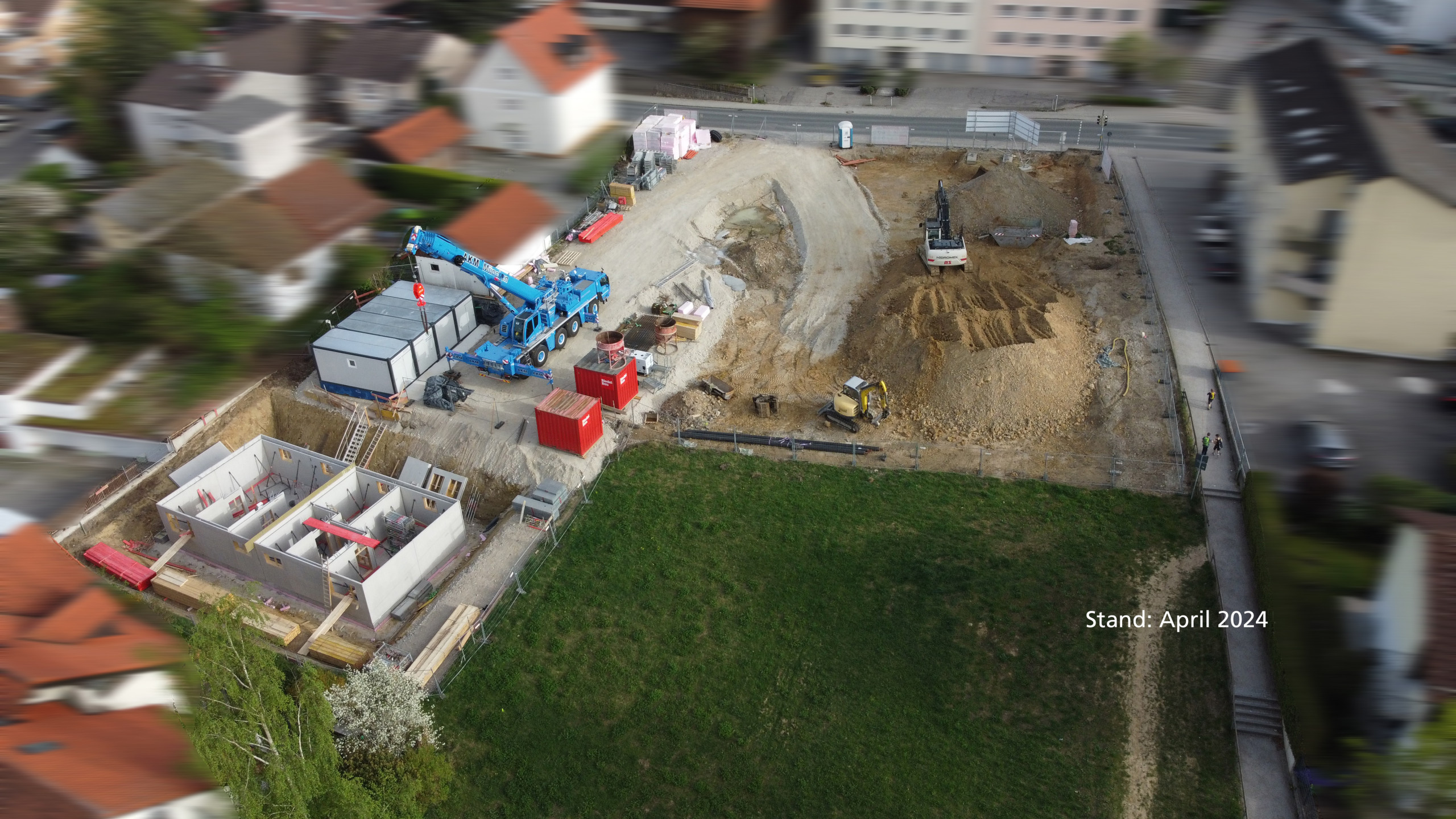 Wohnen am Hennigbach - Baustand April 2024 Neubauprojekt Wohnen am Hennigbach, Aushub, Baustand April 2024
