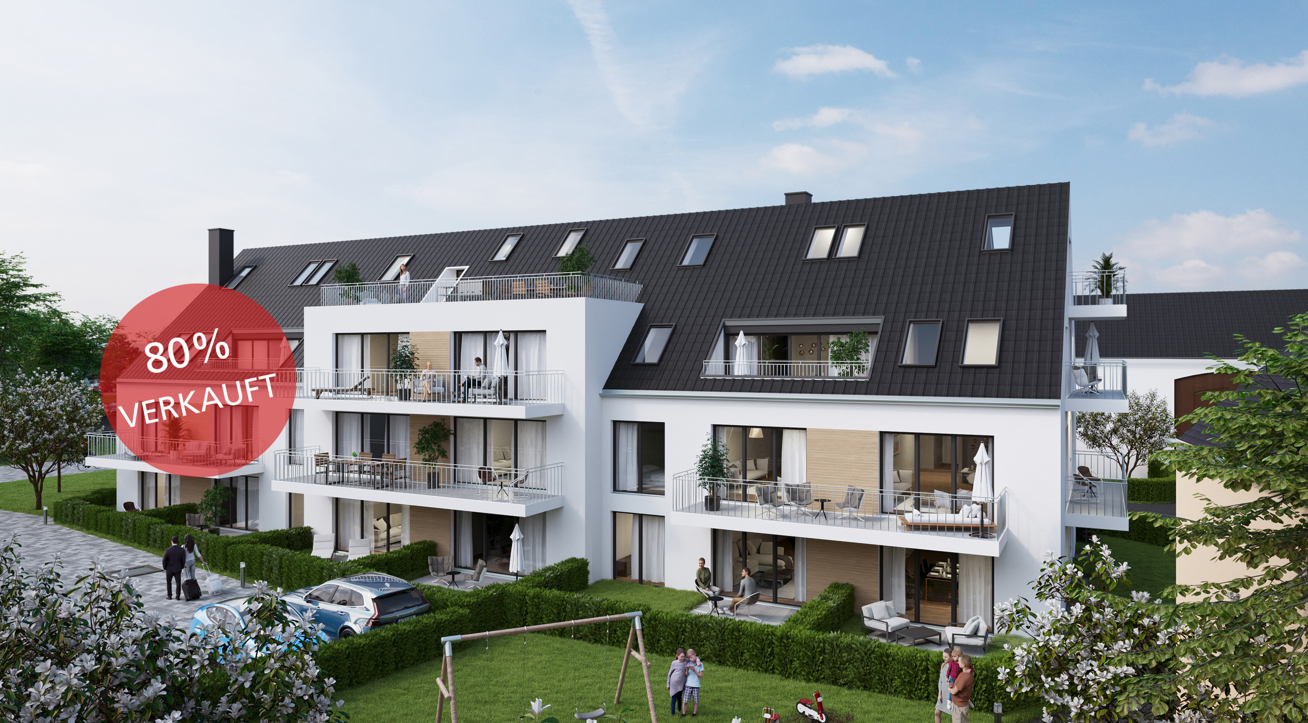 Außenvisualisierung des Neubaus Schlossblick Oberschleißheim