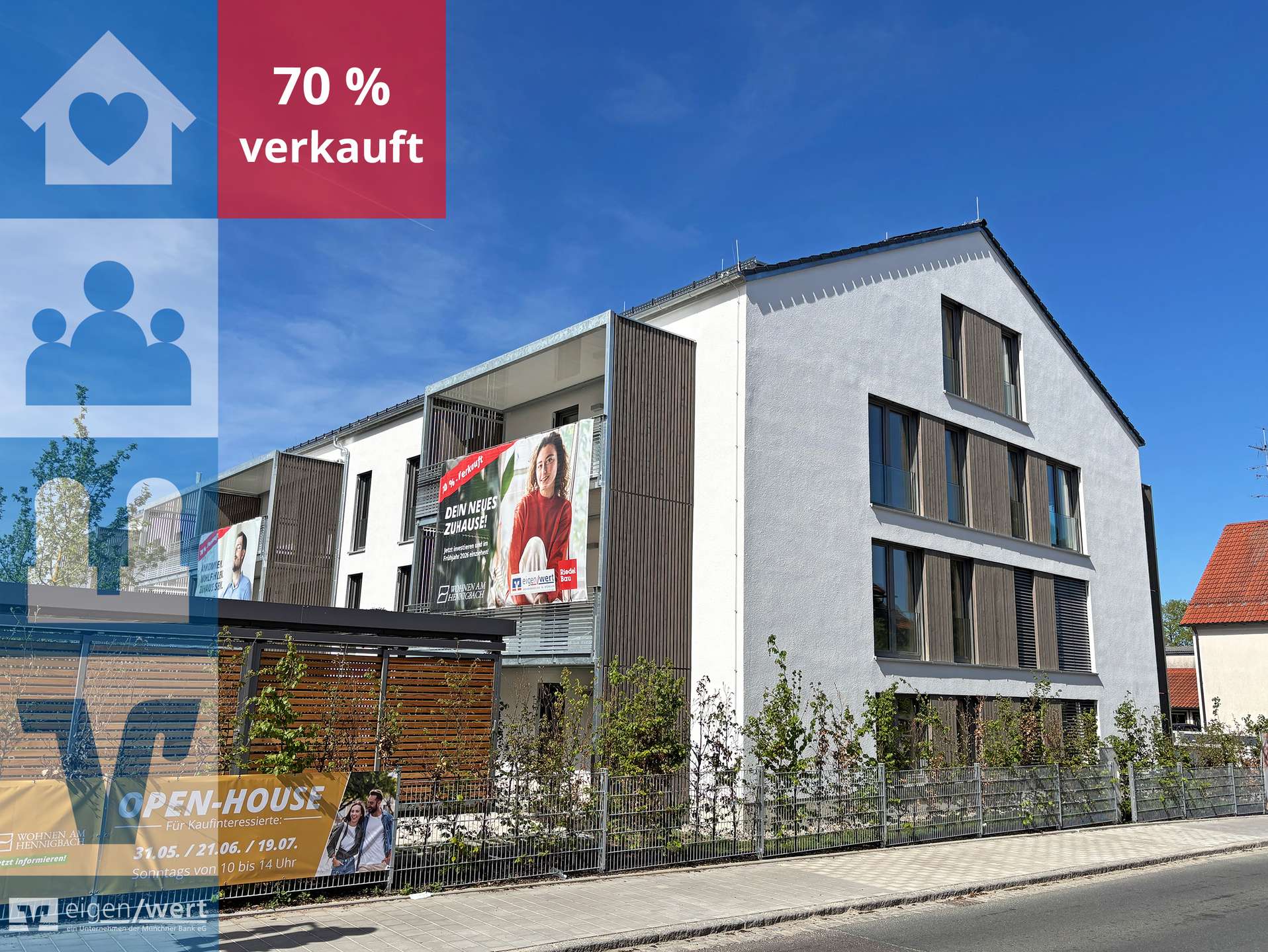 Straßenansicht des Mehrfamilienhauses in Markt Schwaben