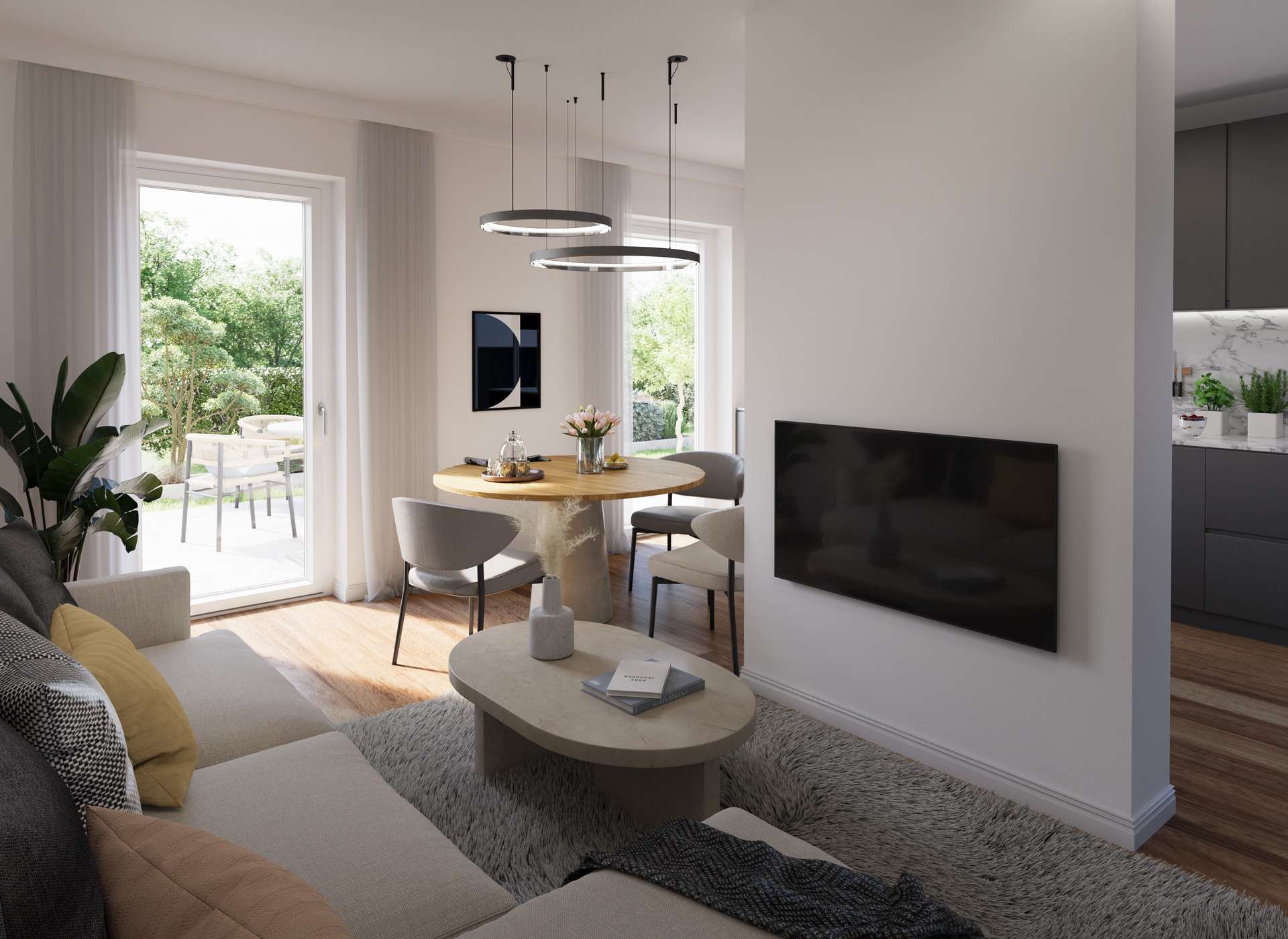 Visualisierung des modernen Wohnzimmers