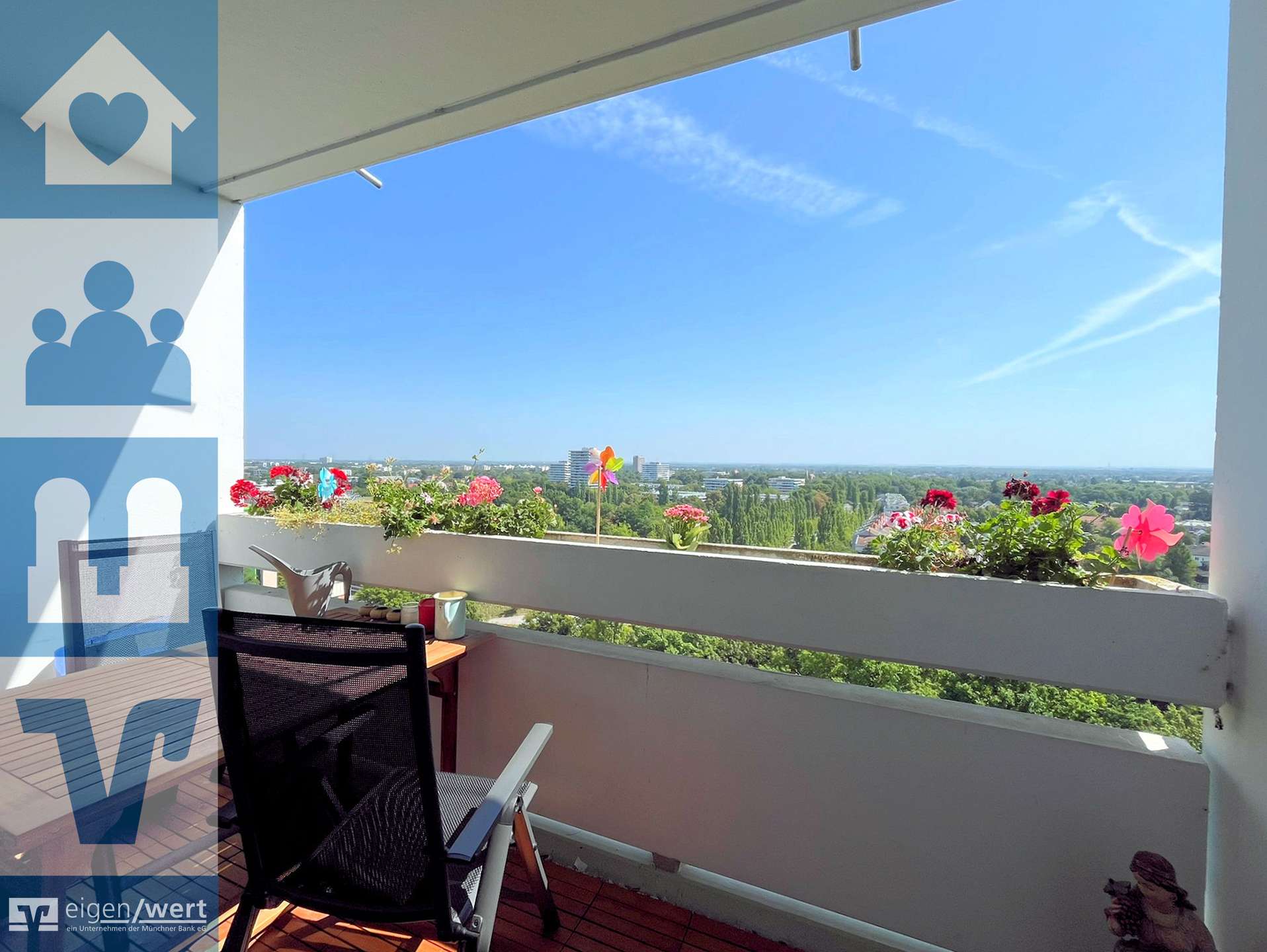 Balkonblick von der 2-Zimmer-Wohnung in Bogenhausen