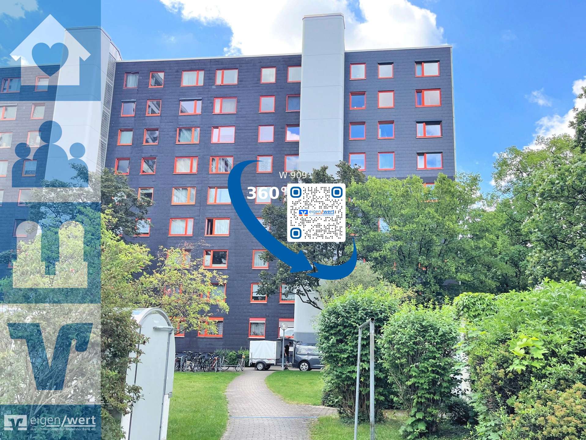 Außenansicht des Mehrfamilienhauses in Fürstenried-Maxhof